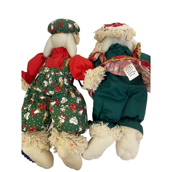 House Of Lloyd Christmas Bunny Dolls Christmas Around 12" Green Red White - Picture 5 of 13